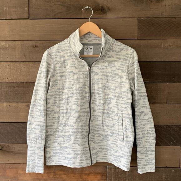 ZYIA Active Women's Cream Combo Zipper Jacket Gray Full Zip Sweatshirt - Picture 4 of 9